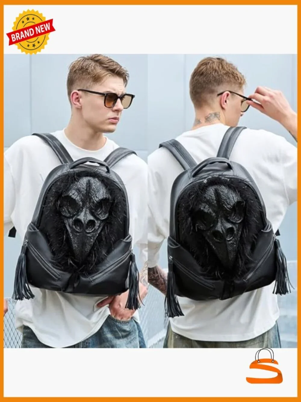 3D Skull Gothic Punk PVC Backpack Daypack Laptop Shoulder Bag Rave